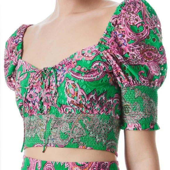 Alice and Olivia Crawford lace up smocked top and Jia ruffled tiered skirt - Picture 5 of 11